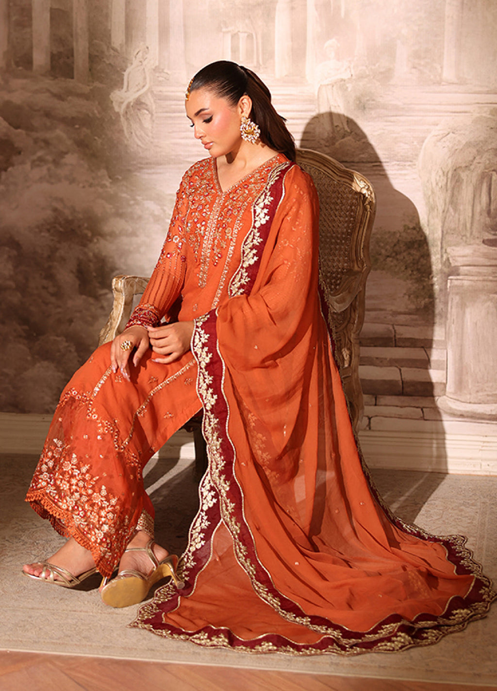 Ensembles by Azure Embroidered Chiffon Suits 3 Piece