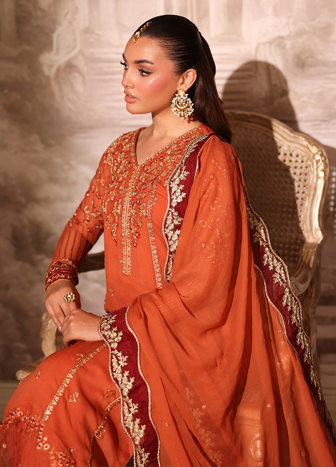 Ensembles by Azure Embroidered Chiffon Suits 3 Piece