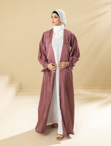 Ethereal Mauve 3-Piece Lava Silk Abaya Set