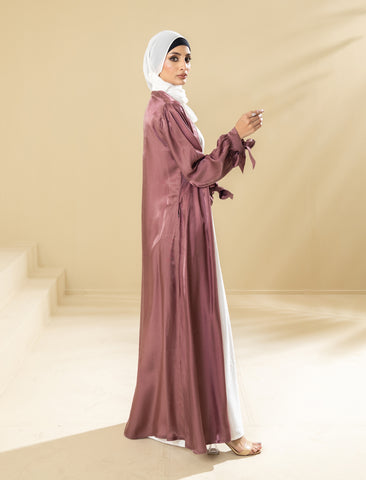 Ethereal Mauve 3-Piece Lava Silk Abaya Set