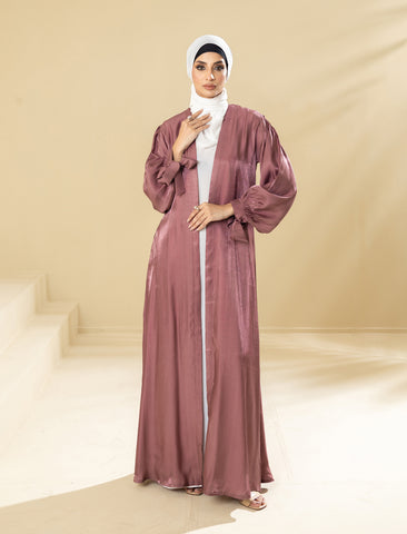 Ethereal Mauve 3-Piece Lava Silk Abaya Set