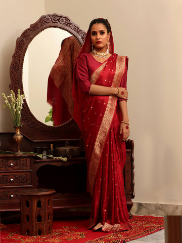 Silk Banarasi Saree - Deep Red