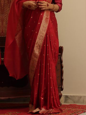 Silk Banarasi Saree - Deep Red
