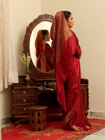 Silk Banarasi Saree - Deep Red