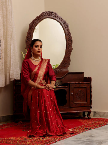 Silk Banarasi Saree - Deep Red