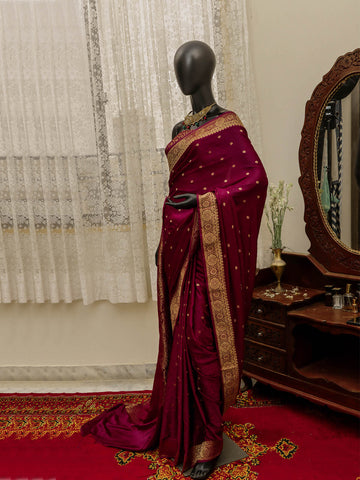 Silk Banarasi Saree - Beet Root