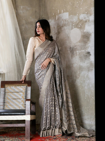 Banarsi Saree - Steel Gray
