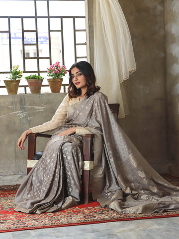 Banarsi Saree - Steel Gray