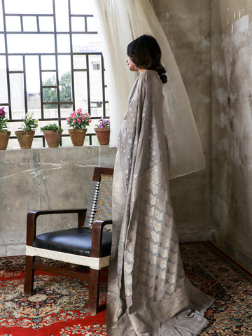 Banarsi Saree - Steel Gray