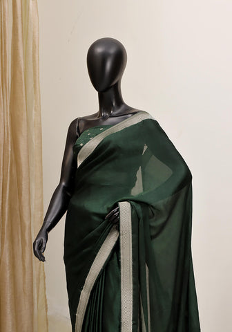 Chiffon Silk Banarasi Saree - Kaahi Green
