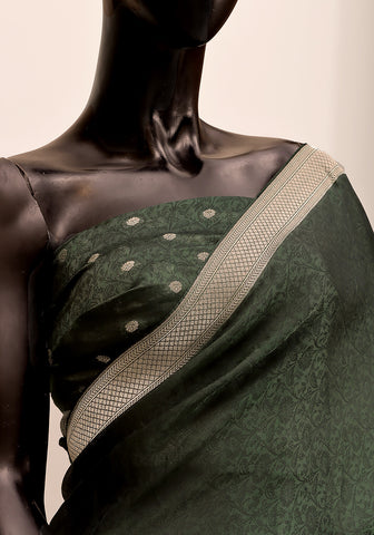 Chiffon Silk Banarasi Saree - Kaahi Green