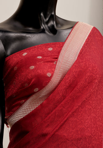 Chiffon Silk Banarasi Saree - Deep Red