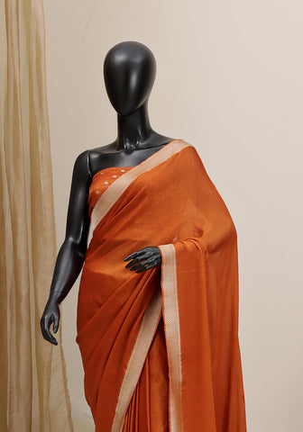 Chiffon Silk Banarasi Saree - Burnt Rust