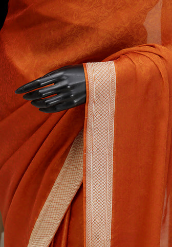 Chiffon Silk Banarasi Saree - Burnt Rust