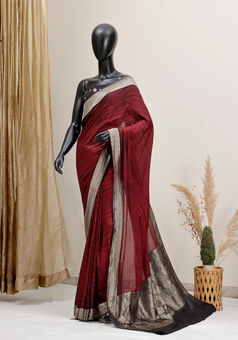 Shibori Banarasi Saree - Maroon