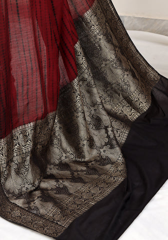 Shibori Banarasi Saree - Maroon