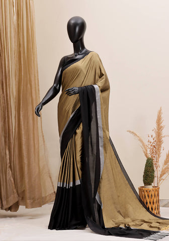 Chanderi Saree - Black & Gold