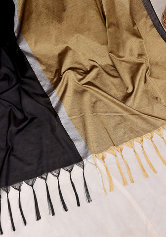 Chanderi Saree - Black & Gold