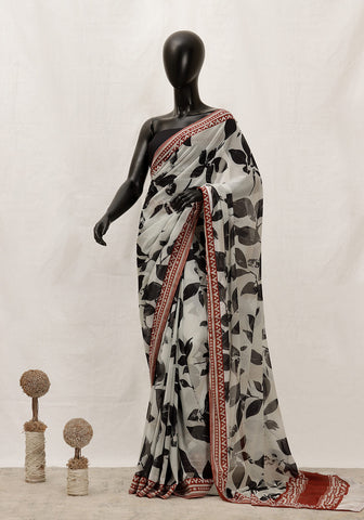 Digital Printed - Abstract Leaves B/W