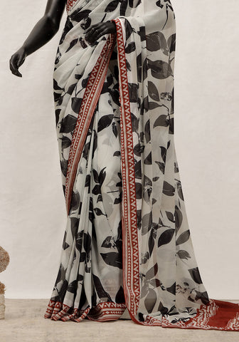 Digital Printed - Abstract Leaves B/W