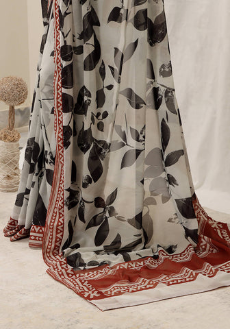 Digital Printed - Abstract Leaves B/W