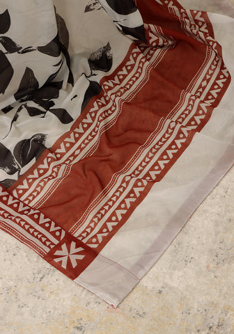 Digital Printed - Abstract Leaves B/W