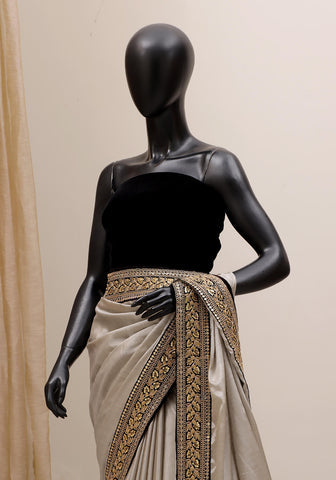 Designer Silk Saree - Silver Gold