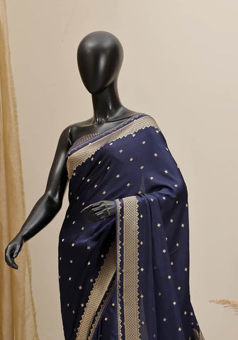 Silk Banarasi Saree - Navy Blue