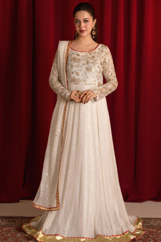 Zaaviay Golden Glow Embroidered Chiffon Suit Pret 3 Piece