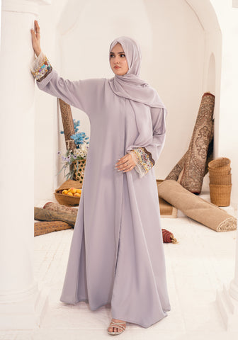 NASMAH EMBELLISHED ABAYA- LIGHT LILAC