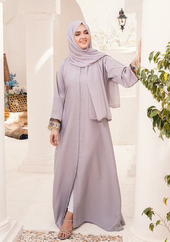 NASMAH EMBELLISHED ABAYA- LIGHT LILAC