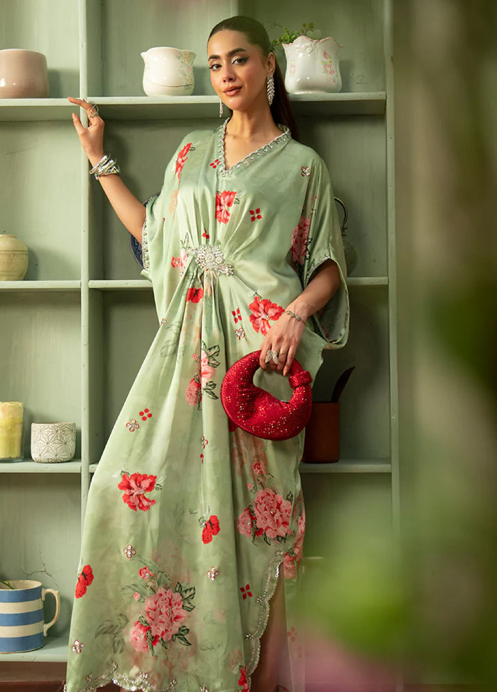 Celeste by Imrozia Pret Hand work Shamooz Silk Kaftaan