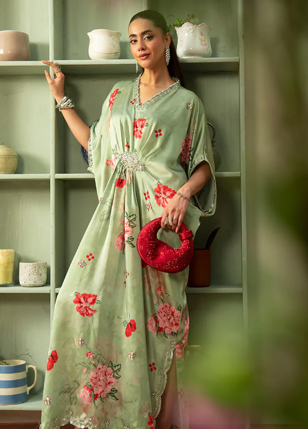 Celeste by Imrozia Pret Hand work Shamooz Silk Kaftaan