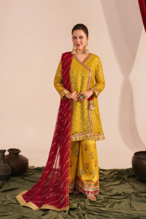 Zaaviay Olive Splash Chikankari Suits Pret 3 Piece