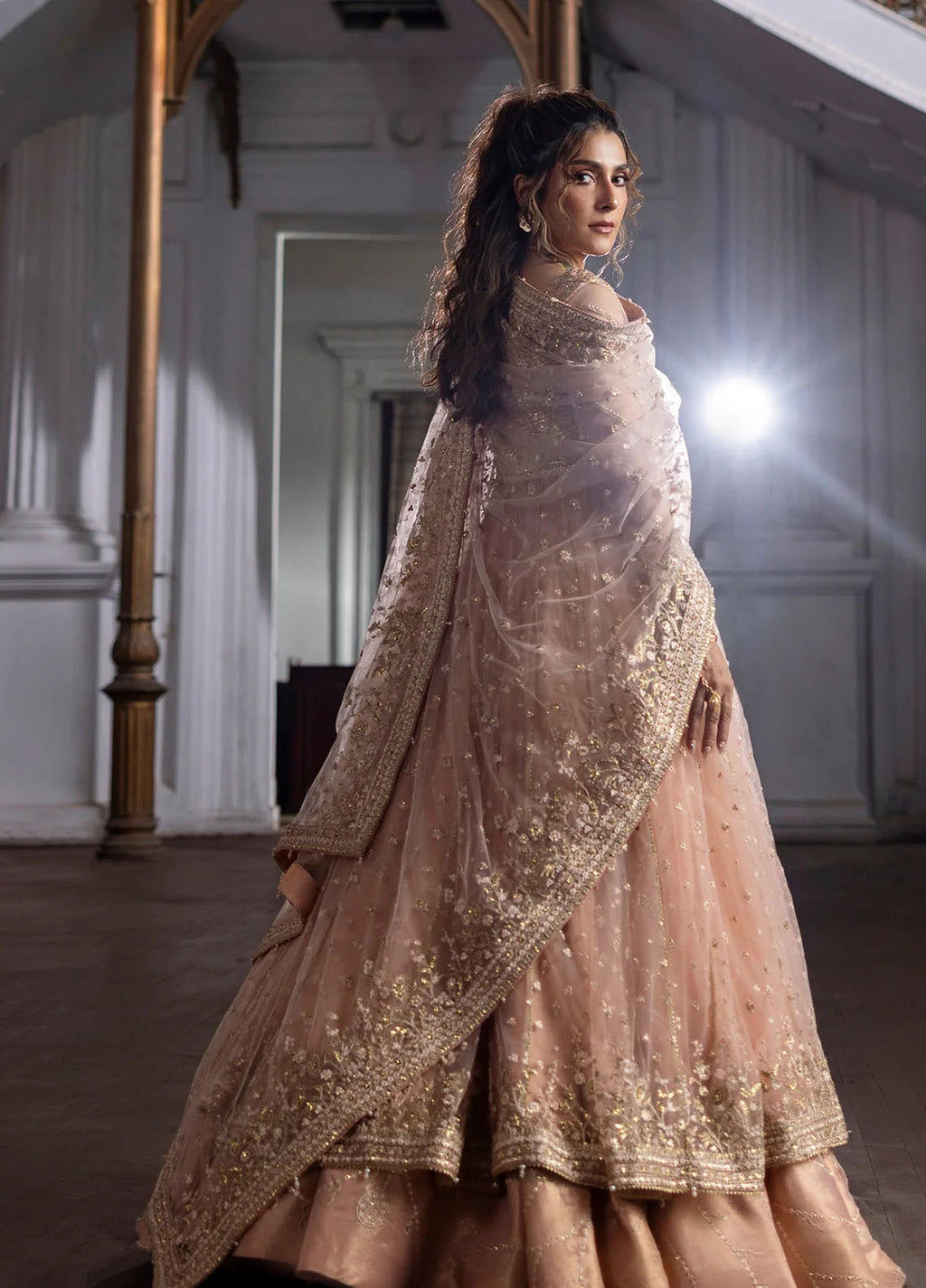 Jahan by Erum Khan Embroidered Tissue lehnga  4 Piece