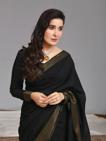 Cotton Silk Saree – Black