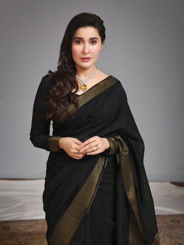 Cotton Silk Saree – Black