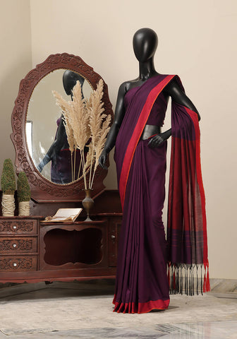 Cotton Silk Saree - Purple & Maroon
