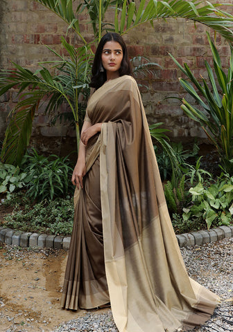Cotton Silk Saree - Brown