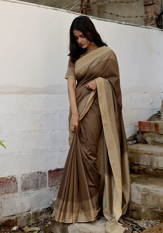 Cotton Silk Saree - Brown