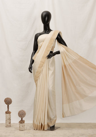 Cotton Silk Saree – Pearl White
