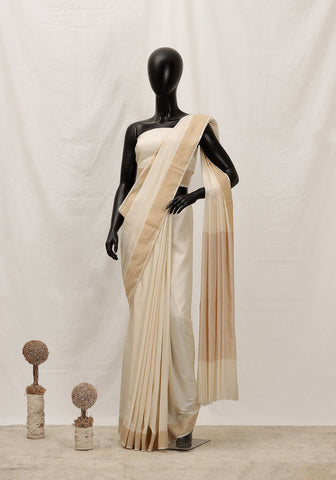 Cotton Silk Saree – Pearl White