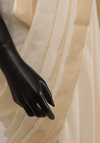 Cotton Silk Saree – Pearl White