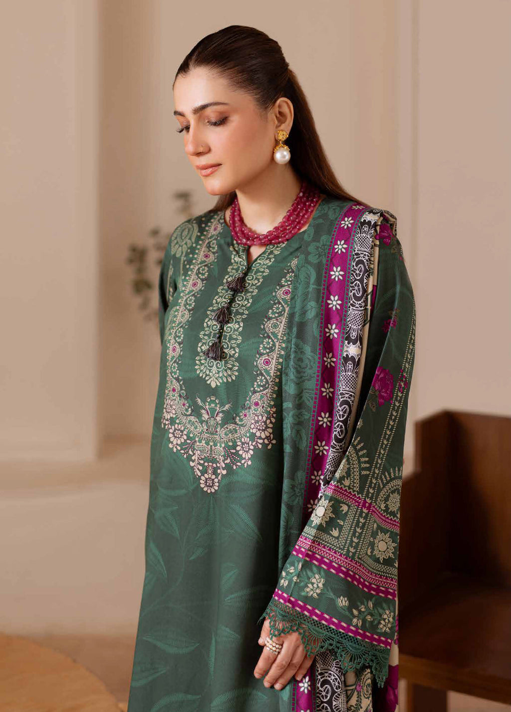 Signature Prints by Nureh Stitched Printed Marina with wool shawl Suits 3 Piece.