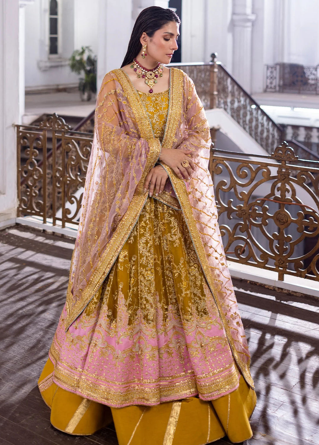 Jahan by Erum Khan Embroidered Net Lehnga