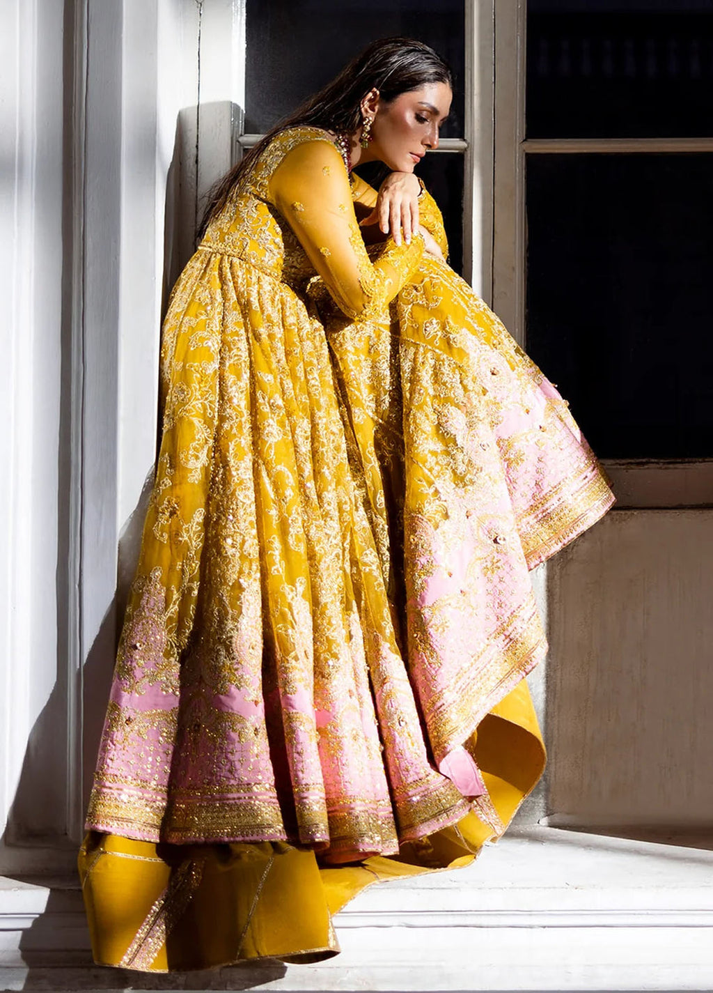 Jahan by Erum Khan Embroidered Net Lehnga