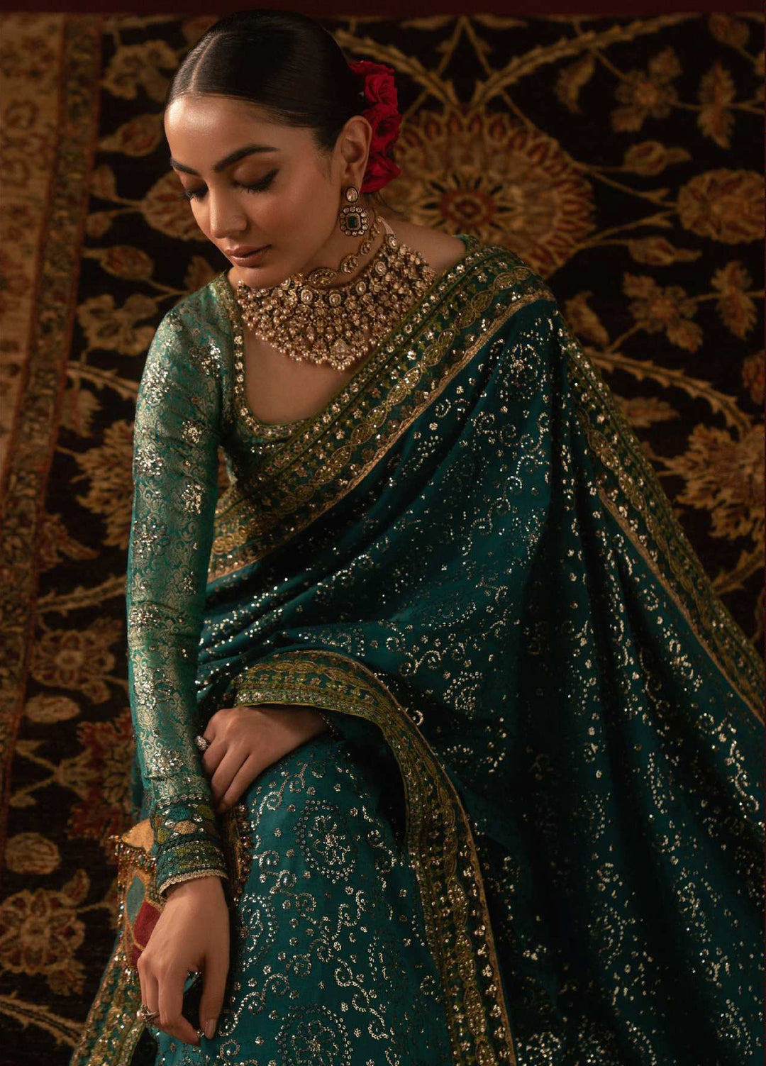 The Sari Edit by Aik Atelier Unstitched Silk Luxury Embroidered Saree AIK25SE Look-03 - Formals Collection