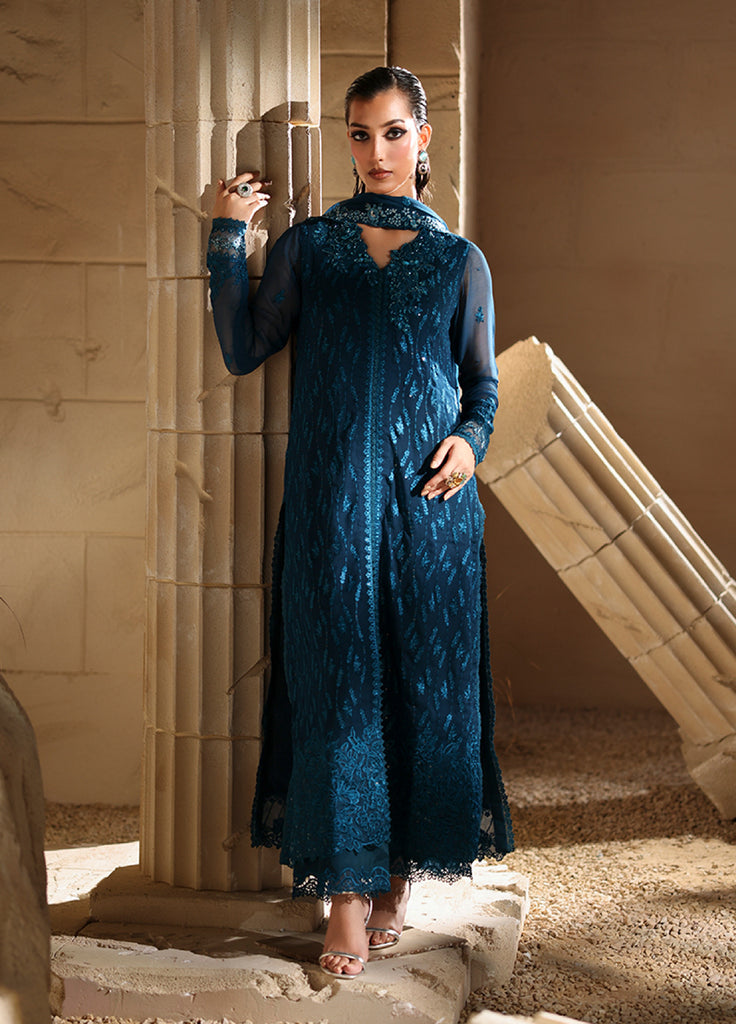 Luxe by Azure  Chiffon Embroidered Suits 3 Piece AZ25LF Celeste - Festive Collection