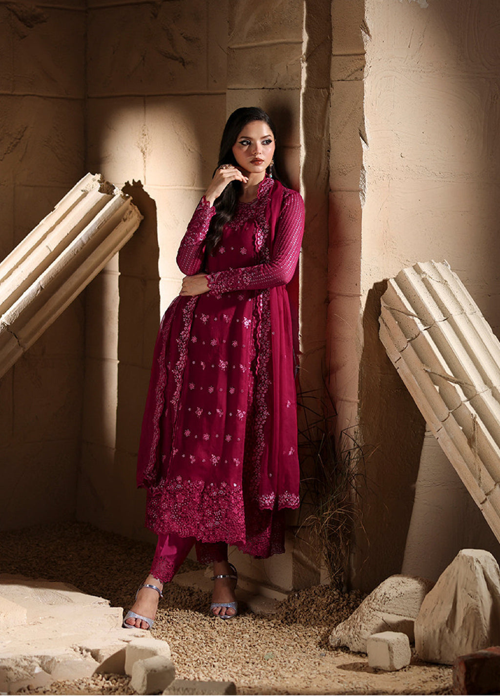 Luxe by Azure  Chiffon Embroidered Suits 3 Piece