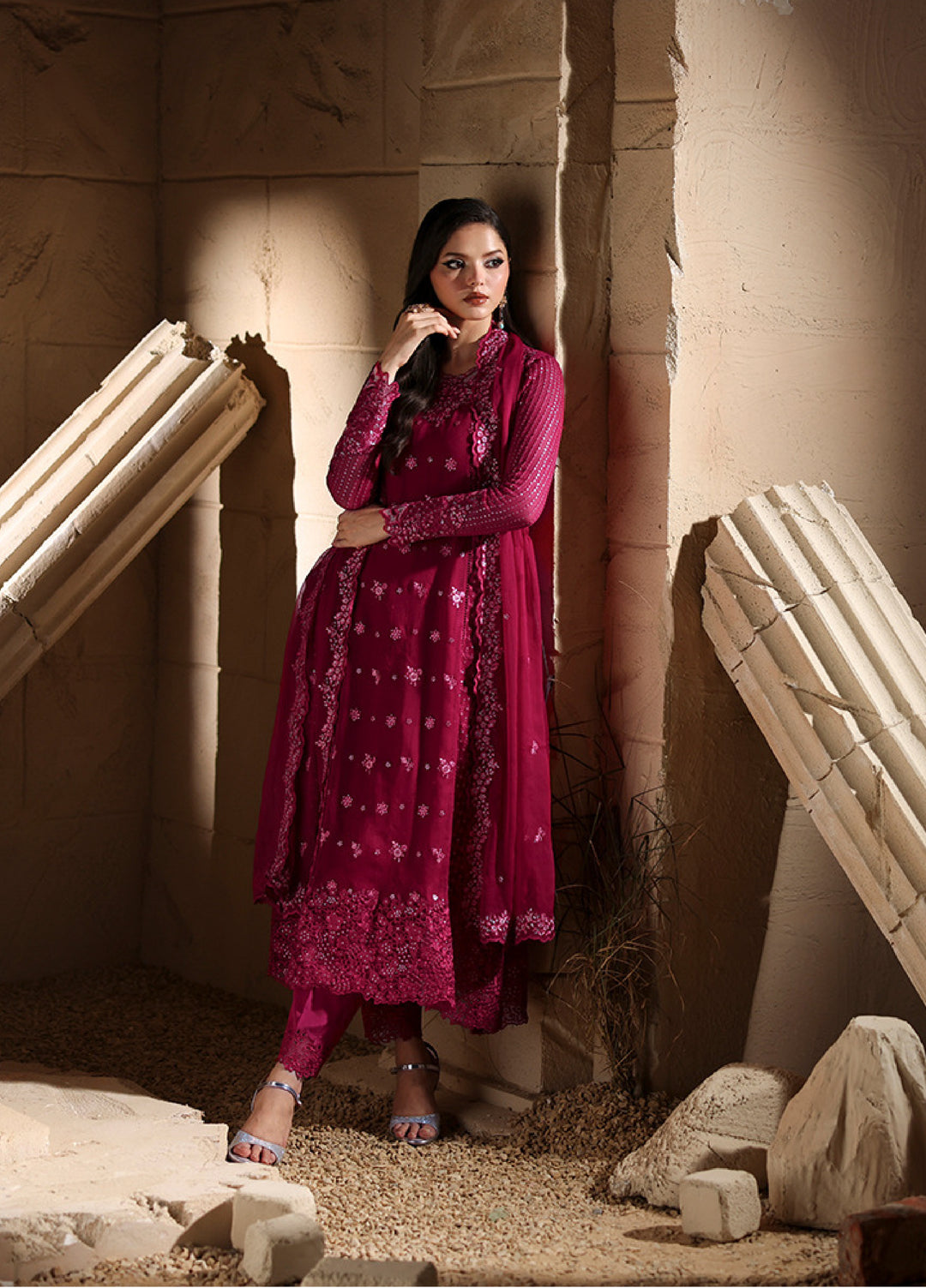 Luxe by Azure  Chiffon Embroidered Suits 3 Piece